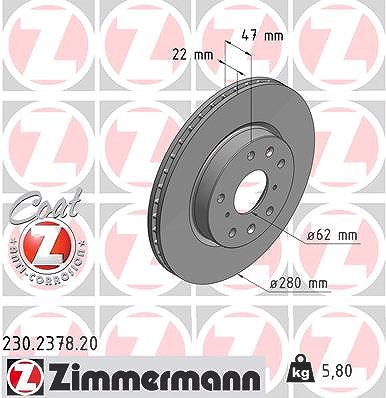 Zimmermann Bremsscheibe [Hersteller-Nr. 230.2378.20] für Fiat, Suzuki von Zimmermann