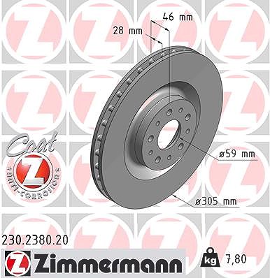 Zimmermann Bremsscheibe [Hersteller-Nr. 230.2380.20] für Fiat, Opel von Zimmermann