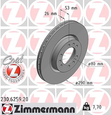 Zimmermann Bremsscheibe [Hersteller-Nr. 230.6259.20] für Iveco von Zimmermann