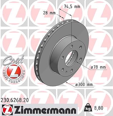 Zimmermann Bremsscheibe [Hersteller-Nr. 230.6268.20] für Iveco von Zimmermann