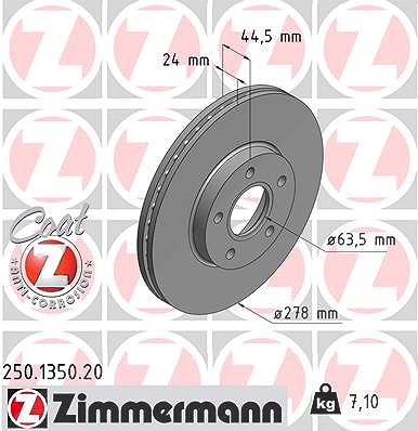 Zimmermann Bremsscheibe [Hersteller-Nr. 250.1350.20] für Ford von Zimmermann