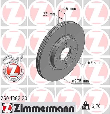 Zimmermann Bremsscheibe [Hersteller-Nr. 250.1362.20] für Ford von Zimmermann