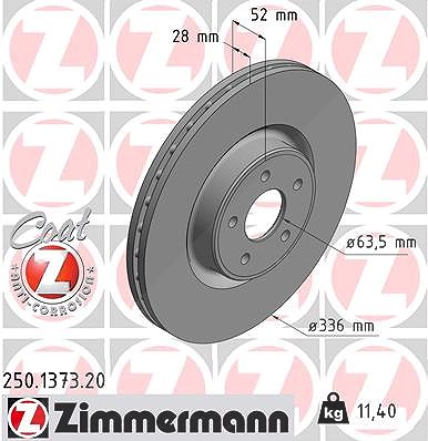 Zimmermann Bremsscheibe [Hersteller-Nr. 250.1373.20] für Ford von Zimmermann