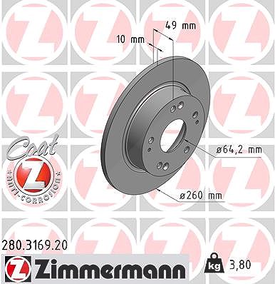 Zimmermann Bremsscheibe [Hersteller-Nr. 280.3169.20] für Honda von Zimmermann