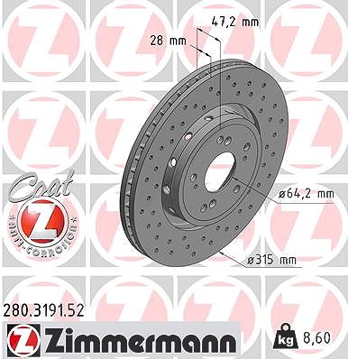 Zimmermann Bremsscheibe [Hersteller-Nr. 280.3191.52] für Honda von Zimmermann