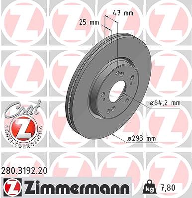 Zimmermann Bremsscheibe [Hersteller-Nr. 280.3192.20] für Honda von Zimmermann