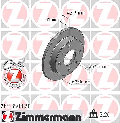 Zimmermann Bremsscheibe [Hersteller-Nr. 285.3503.20] für Hyundai von Zimmermann