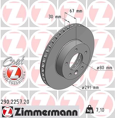 Zimmermann Bremsscheibe [Hersteller-Nr. 290.2257.20] für Daimler, Jaguar von Zimmermann