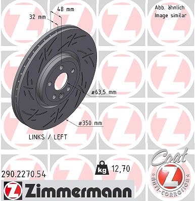 Zimmermann 1x Bremsscheibe Vorderachse Links [Hersteller-Nr. 290.2270.54] für Jaguar, Land Rover von Zimmermann