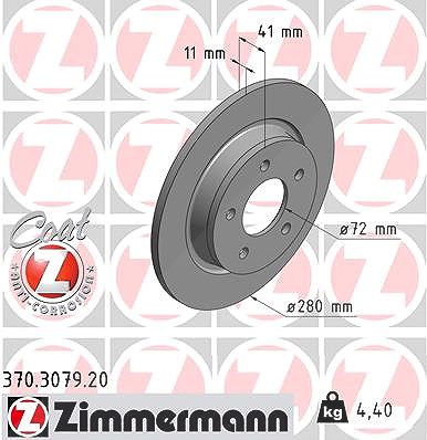 Zimmermann Bremsscheibe [Hersteller-Nr. 370.3079.20] für Mazda von Zimmermann