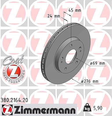 Zimmermann Bremsscheibe [Hersteller-Nr. 380.2164.20] für Mitsubishi von Zimmermann