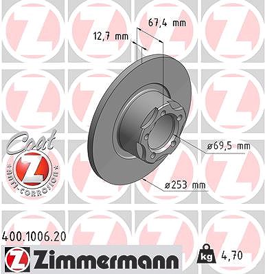 Zimmermann Bremsscheibe [Hersteller-Nr. 400.1006.20] für Mercedes-Benz von Zimmermann