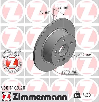 Zimmermann Bremsscheibe [Hersteller-Nr. 400.1409.20] für Mercedes-Benz von Zimmermann