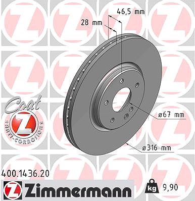 Zimmermann Bremsscheibe [Hersteller-Nr. 400.1436.20] für Mercedes-Benz von Zimmermann