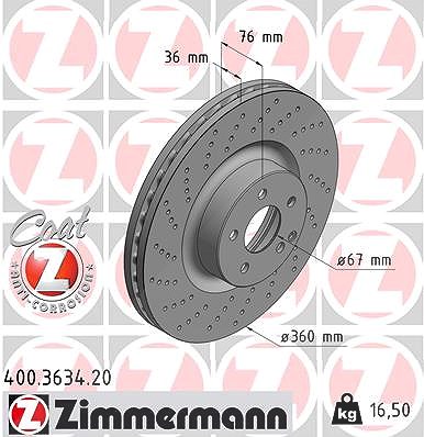 Zimmermann Bremsscheibe [Hersteller-Nr. 400.3634.20] für Mercedes-Benz von Zimmermann