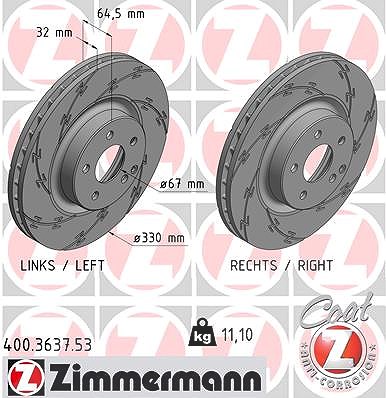 Zimmermann Bremsscheibe [Hersteller-Nr. 400.3637.53] für Mercedes-Benz von Zimmermann