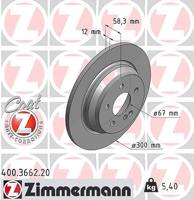 Zimmermann Bremsscheibe [Hersteller-Nr. 400.3662.20] für Mercedes-Benz von Zimmermann