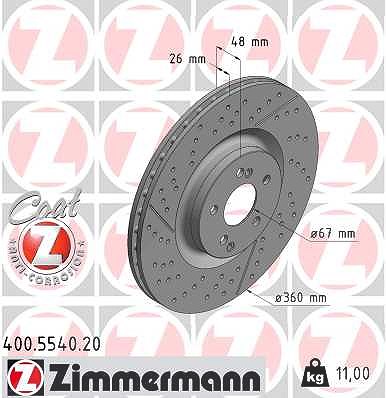 Zimmermann 1x Bremsscheibe [Hersteller-Nr. 400.5540.20] für Mercedes-Benz von Zimmermann