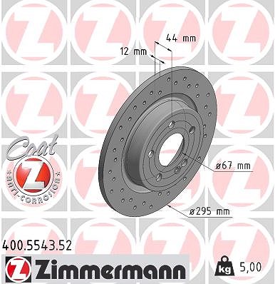 Zimmermann 1x Bremsscheibe [Hersteller-Nr. 400.5543.52] für Mercedes-Benz von Zimmermann