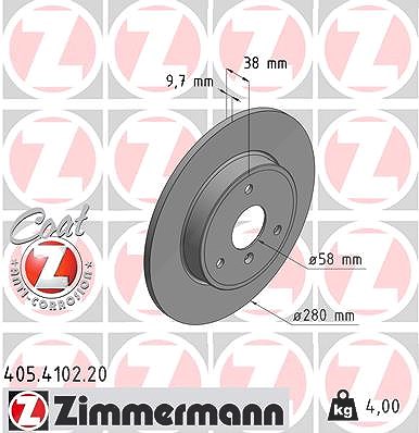 Zimmermann Bremsscheibe [Hersteller-Nr. 405.4102.20] für Smart von Zimmermann