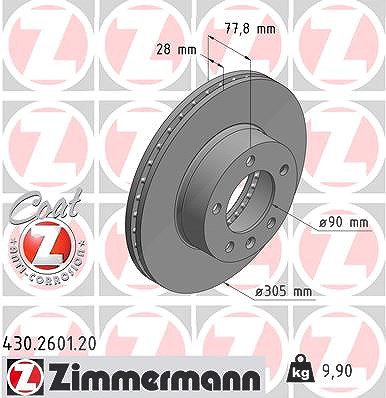 Zimmermann Bremsscheibe [Hersteller-Nr. 430.2601.20] für Nissan, Opel, Renault von Zimmermann