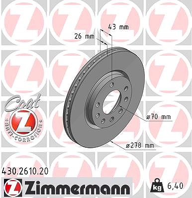 Zimmermann Bremsscheibe [Hersteller-Nr. 430.2610.20] für Opel, Vauxhall von Zimmermann