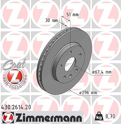 Zimmermann Bremsscheibe [Hersteller-Nr. 430.2614.20] für Opel, Saab, Chevrolet von Zimmermann