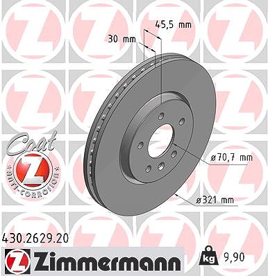 Zimmermann Bremsscheibe [Hersteller-Nr. 430.2629.20] für Opel von Zimmermann