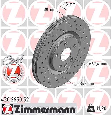 Zimmermann Bremsscheibe [Hersteller-Nr. 430.2650.52] für Opel von Zimmermann