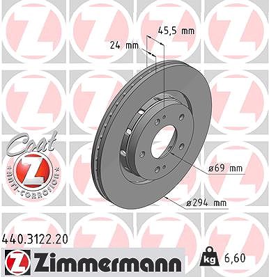 Zimmermann Bremsscheibe [Hersteller-Nr. 440.3122.20] für Citroën, Mitsubishi, Peugeot von Zimmermann