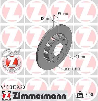 Zimmermann Bremsscheibe [Hersteller-Nr. 440.3139.20] für Citroën, Ds, Opel, Peugeot, Vauxhall von Zimmermann