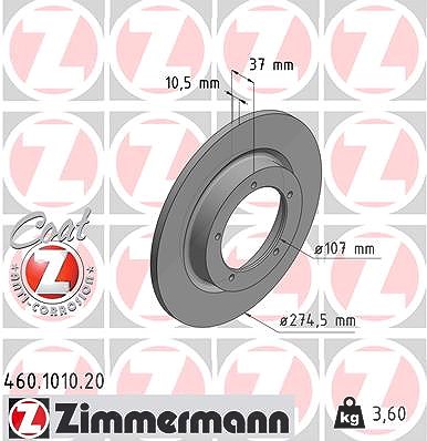 Zimmermann Bremsscheibe [Hersteller-Nr. 460.1010.20] für Porsche von Zimmermann