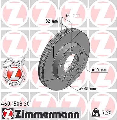 Zimmermann 1x Bremsscheibe Vorderachse Rechts [Hersteller-Nr. 460.1503.20] für Porsche von Zimmermann