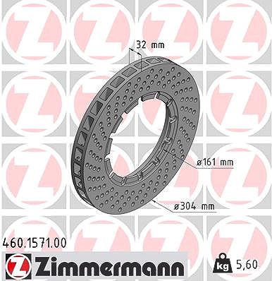 Zimmermann 1x Bremsscheibe Vorderachse Links [Hersteller-Nr. 460.1571.00] für Porsche von Zimmermann