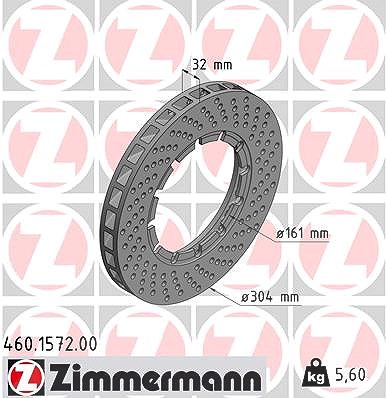 Zimmermann 1x Bremsscheibe Vorderachse Rechts [Hersteller-Nr. 460.1572.00] für Porsche von Zimmermann