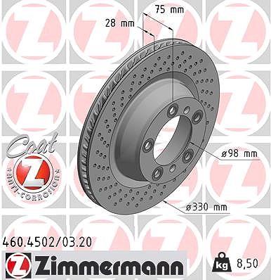 Zimmermann 1x Bremsscheibe Hinterachse Links [Hersteller-Nr. 460.4502.20] für Porsche von Zimmermann