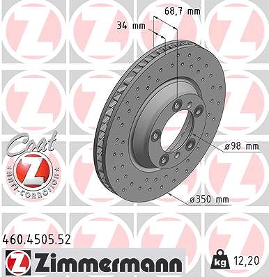 Zimmermann 1x Bremsscheibe Vorderachse Rechts [Hersteller-Nr. 460.4505.52] für Porsche von Zimmermann