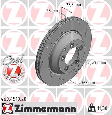 Zimmermann 1x Bremsscheibe Hinterachse Rechts [Hersteller-Nr. 460.4519.20] für Porsche von Zimmermann