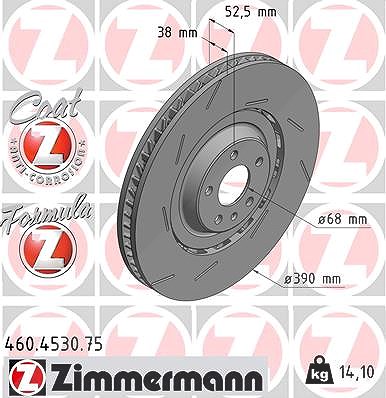 Zimmermann 1x Bremsscheibe Vorderachse Links [Hersteller-Nr. 460.4530.75] für Porsche von Zimmermann