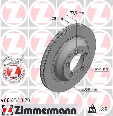 Zimmermann 1x Bremsscheibe [Hersteller-Nr. 460.4548.20] für Audi, Porsche von Zimmermann