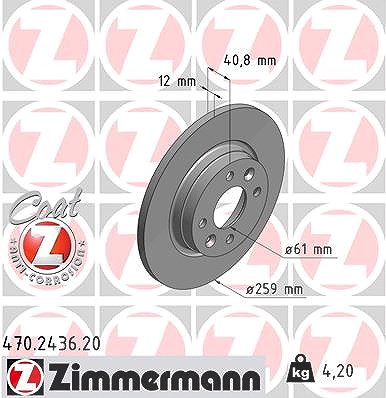 Zimmermann Bremsscheibe [Hersteller-Nr. 470.2436.20] für Dacia, Renault, Smart von Zimmermann