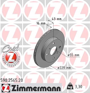 Zimmermann Bremsscheibe [Hersteller-Nr. 590.2565.20] für Toyota von Zimmermann