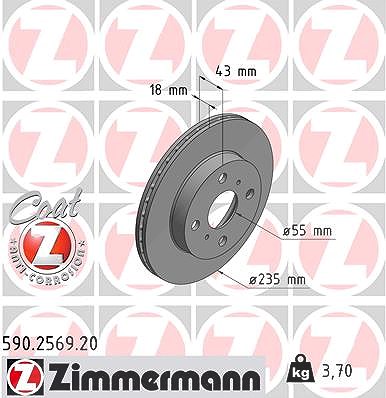 Zimmermann Bremsscheibe [Hersteller-Nr. 590.2569.20] für Toyota von Zimmermann