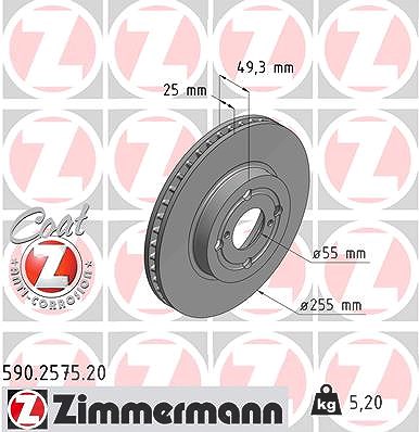 Zimmermann Bremsscheibe [Hersteller-Nr. 590.2575.20] für Toyota von Zimmermann