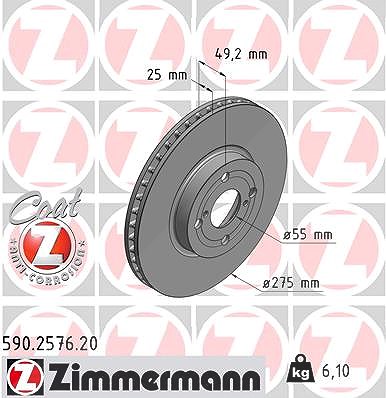 Zimmermann Bremsscheibe [Hersteller-Nr. 590.2576.20] für Toyota von Zimmermann