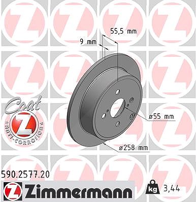 Zimmermann Bremsscheibe [Hersteller-Nr. 590.2577.20] für Toyota von Zimmermann