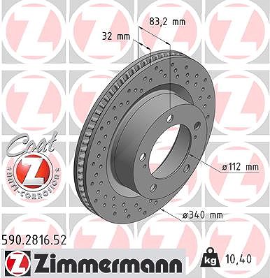 Zimmermann Bremsscheibe [Hersteller-Nr. 590.2816.52] für Toyota von Zimmermann