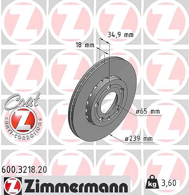 Zimmermann Bremsscheibe [Hersteller-Nr. 600.3218.20] für Skoda, VW von Zimmermann