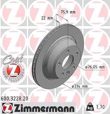Zimmermann Bremsscheibe [Hersteller-Nr. 600.3228.20] für VW von Zimmermann