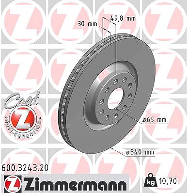 Zimmermann Bremsscheibe [Hersteller-Nr. 600.3243.20] für Audi, Seat, Skoda, VW von Zimmermann